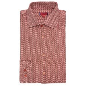 NWOT ZNT18 Zanetti Cadiz Medallion Print Long Sleeve Trim Fit Dress Shirt